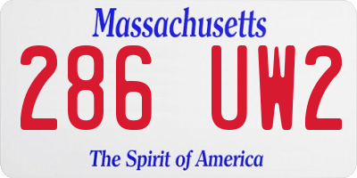 MA license plate 286UW2