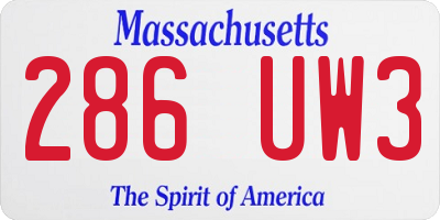 MA license plate 286UW3
