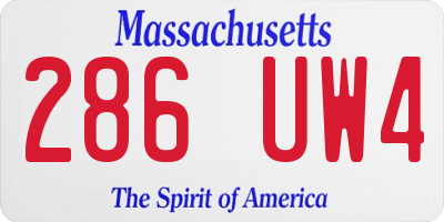 MA license plate 286UW4