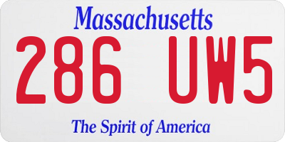 MA license plate 286UW5