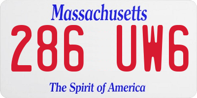 MA license plate 286UW6