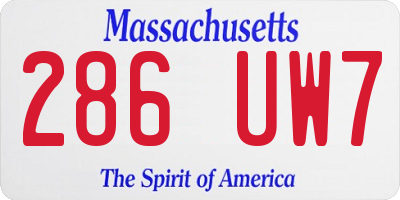 MA license plate 286UW7