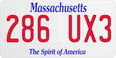 MA license plate 286UX3