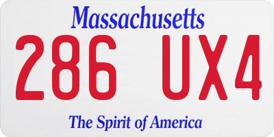 MA license plate 286UX4