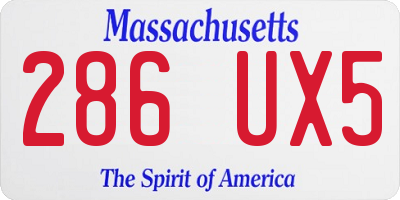 MA license plate 286UX5