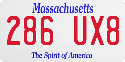 MA license plate 286UX8