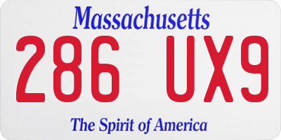 MA license plate 286UX9