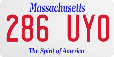 MA license plate 286UY0