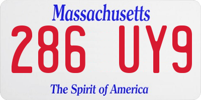 MA license plate 286UY9