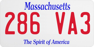 MA license plate 286VA3