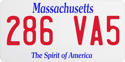MA license plate 286VA5