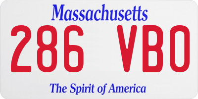 MA license plate 286VB0