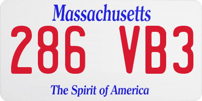 MA license plate 286VB3
