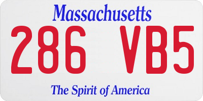 MA license plate 286VB5
