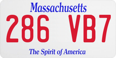 MA license plate 286VB7