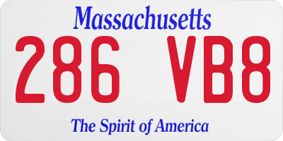 MA license plate 286VB8