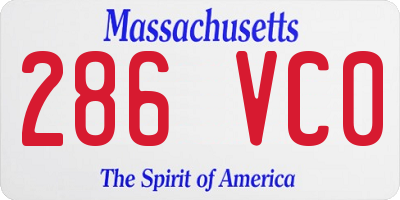 MA license plate 286VC0