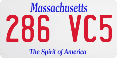 MA license plate 286VC5