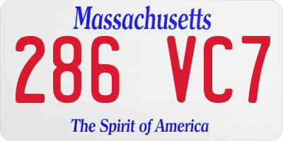 MA license plate 286VC7