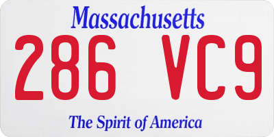 MA license plate 286VC9
