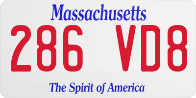 MA license plate 286VD8