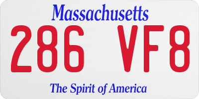MA license plate 286VF8