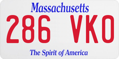MA license plate 286VK0