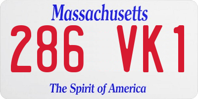 MA license plate 286VK1