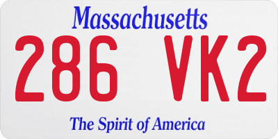 MA license plate 286VK2