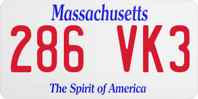 MA license plate 286VK3