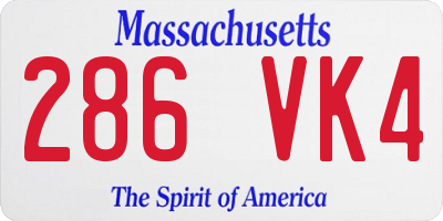 MA license plate 286VK4