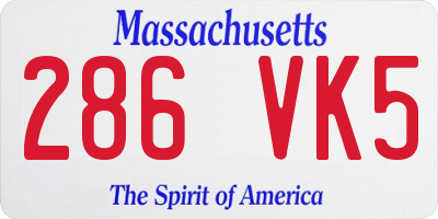 MA license plate 286VK5