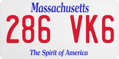 MA license plate 286VK6