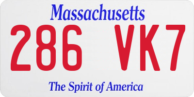 MA license plate 286VK7