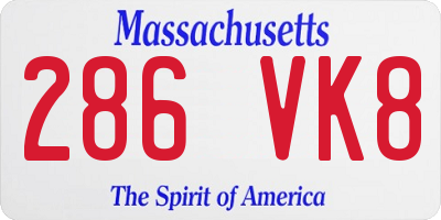 MA license plate 286VK8
