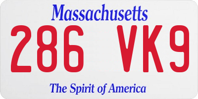 MA license plate 286VK9