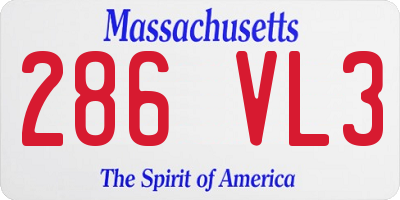 MA license plate 286VL3