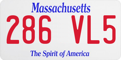 MA license plate 286VL5