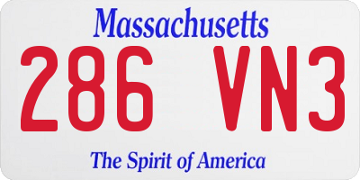 MA license plate 286VN3