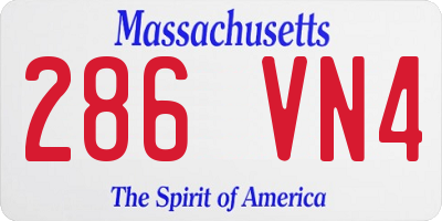 MA license plate 286VN4