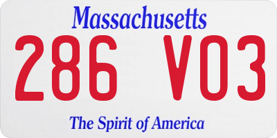 MA license plate 286VO3