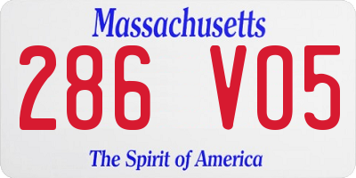 MA license plate 286VO5