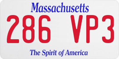 MA license plate 286VP3