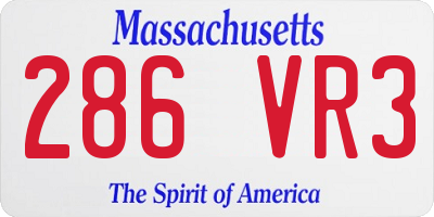 MA license plate 286VR3