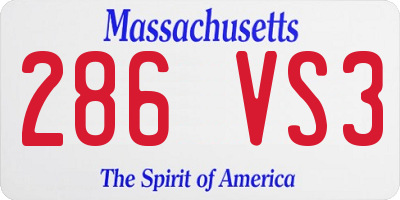 MA license plate 286VS3