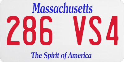 MA license plate 286VS4