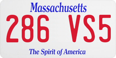 MA license plate 286VS5