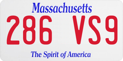 MA license plate 286VS9