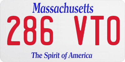 MA license plate 286VT0