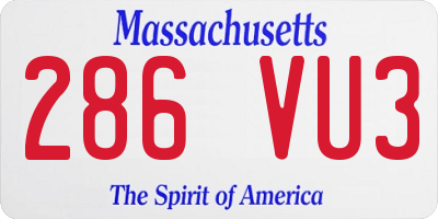 MA license plate 286VU3